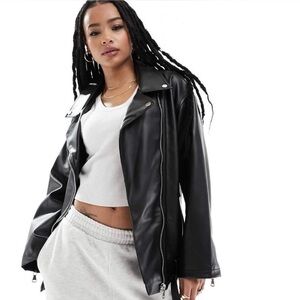 ASOS Oversized faux Leather Biker Jacket